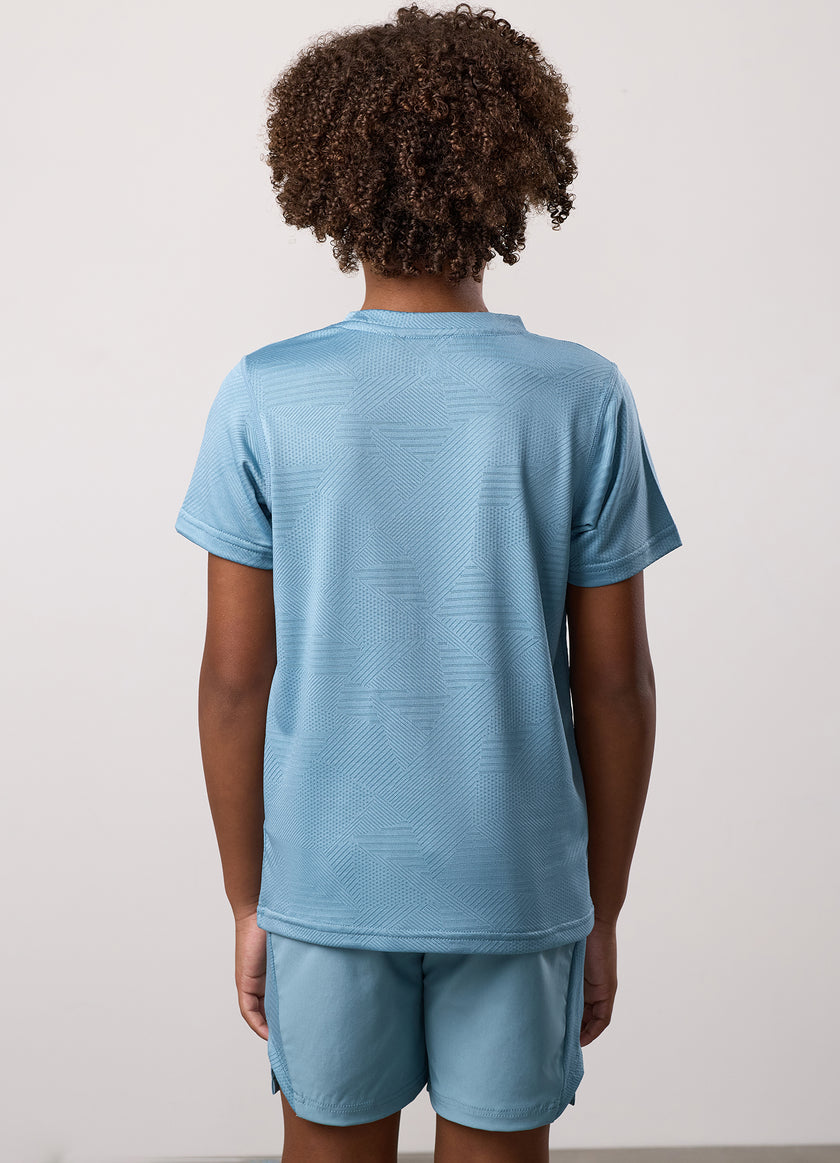 Gym King Kids Geometric Knit Tee - Sea Mist