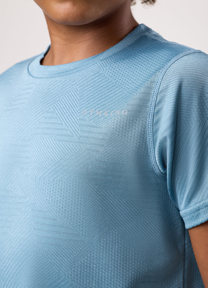 Gym King Kids Geometric Knit Tee - Sea Mist