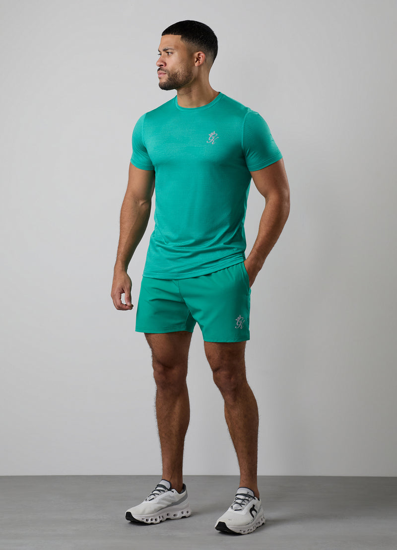 Gym King Geometric Knit Tee - Ultra Marine Green