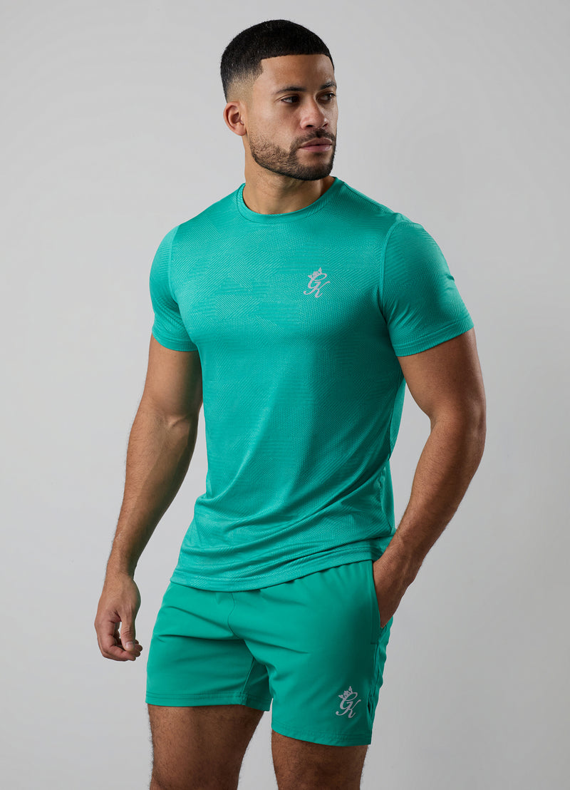 Gym King Geometric Knit Tee - Ultra Marine Green