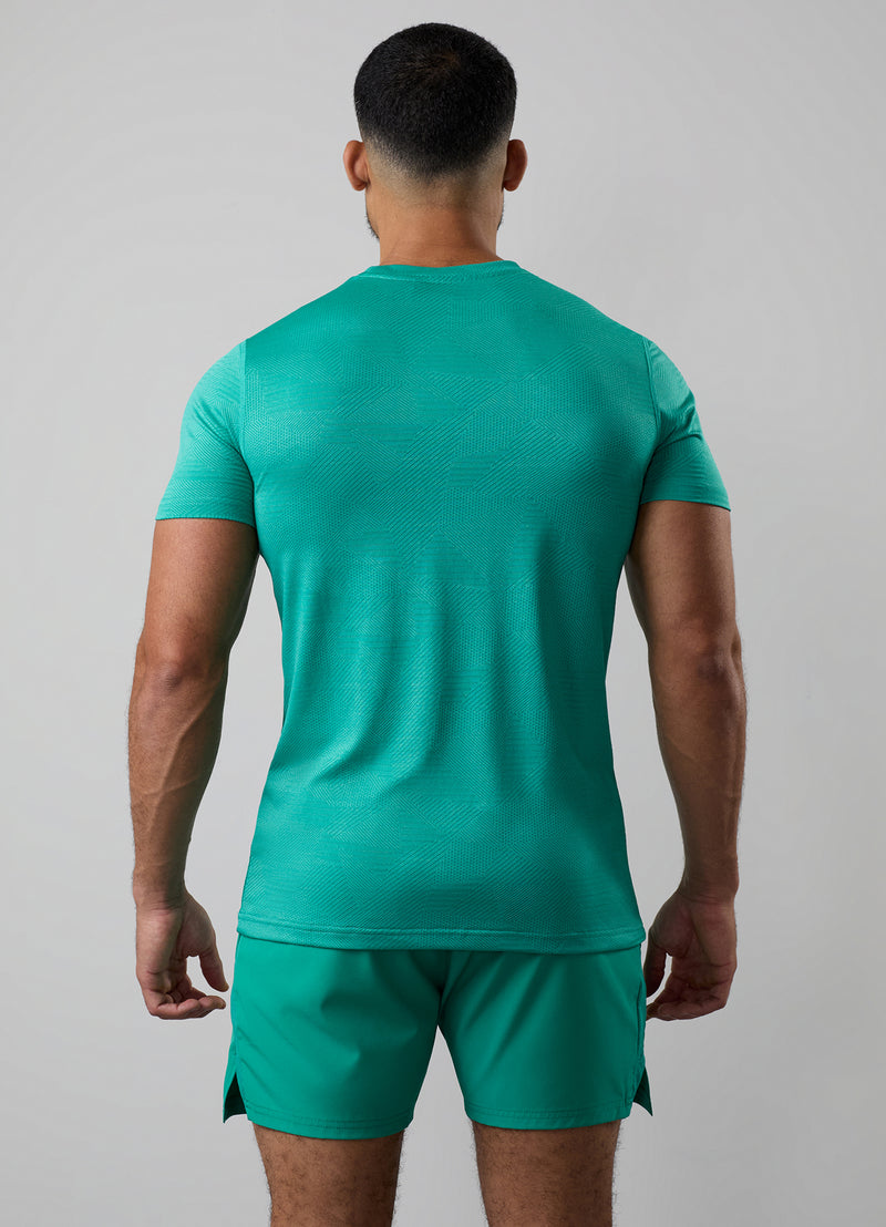 Gym King Geometric Knit Tee - Ultra Marine Green