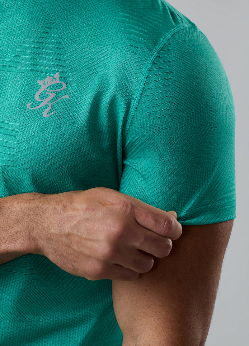 Gym King Geometric Knit Tee - Ultra Marine Green