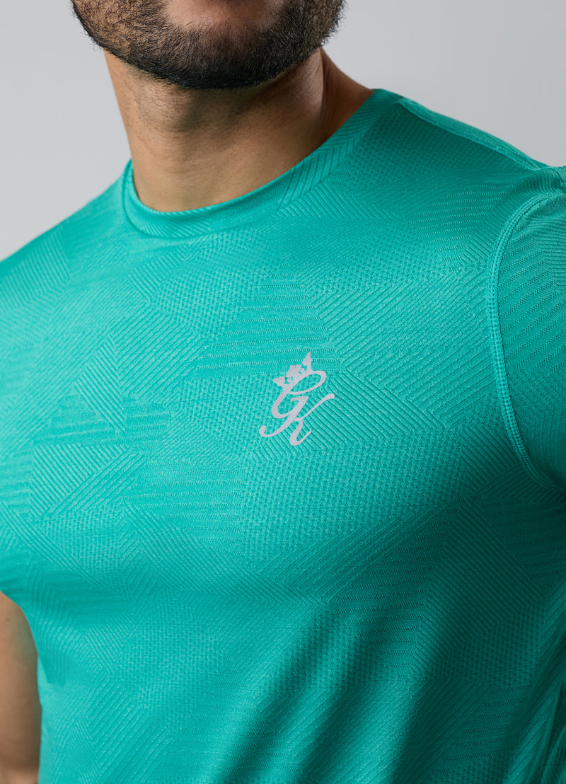 Gym King Geometric Knit Tee - Ultra Marine Green