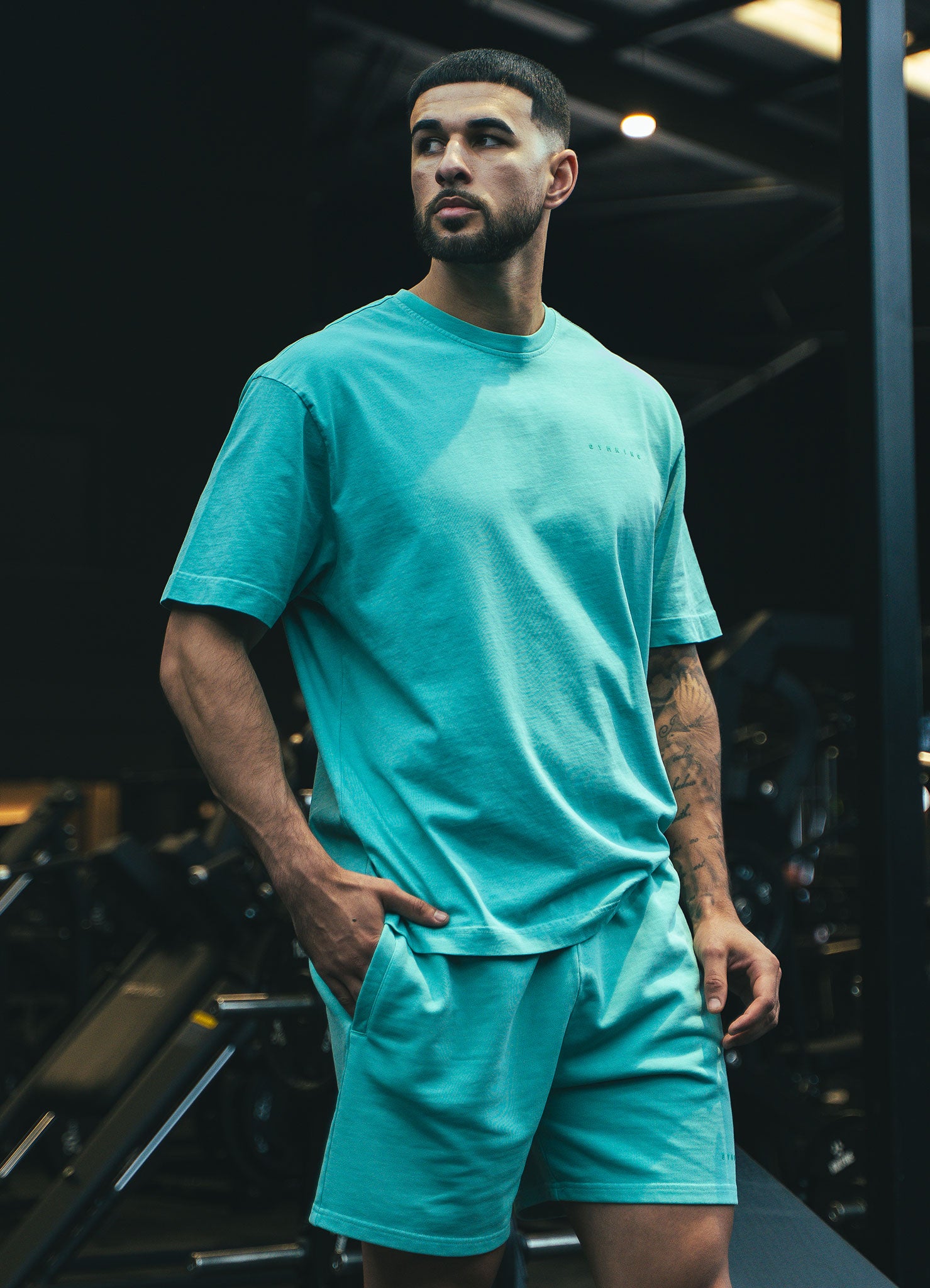 Gym King World Distressed Graphic Washed Tee - Poolside Green
