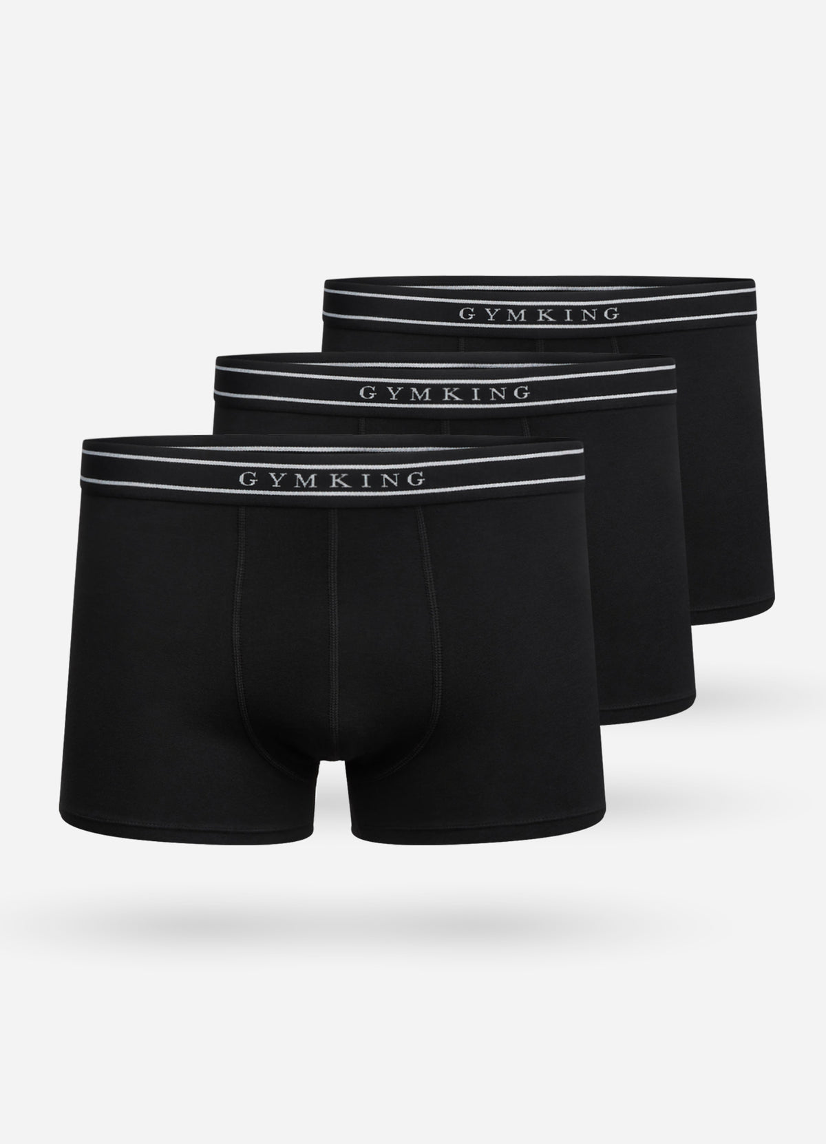 Gym King Boxershorts, 3-pack, zwart, herenondergoed van zacht, katoenrijk stretchmateriaal met elastische tailleband
