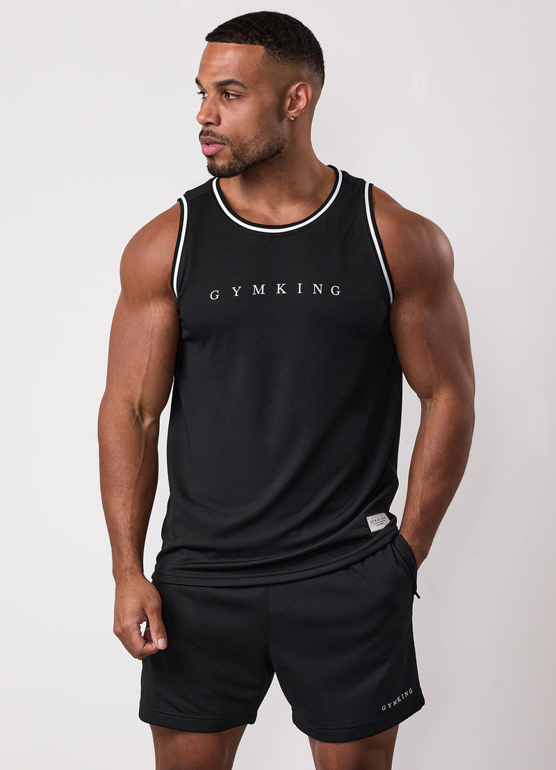 Gym King Brooklyn Mesh Vest - Black