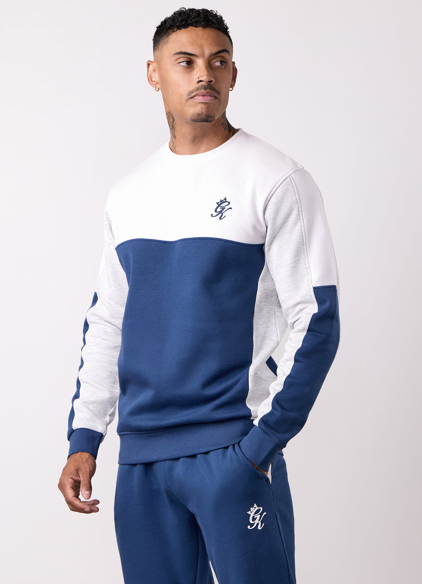 Gym King Contrast Panel Crew - Moonlight Blue/Snow Marl