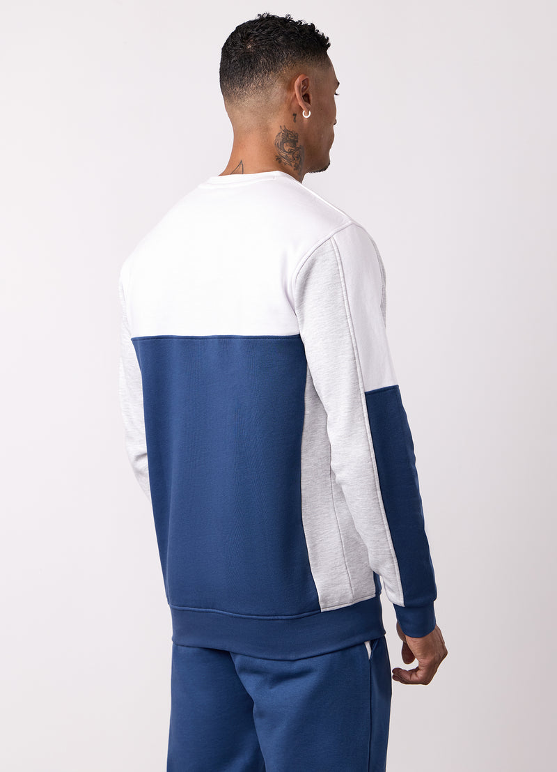 Gym King Contrast Panel Crew - Moonlight Blue/Snow Marl