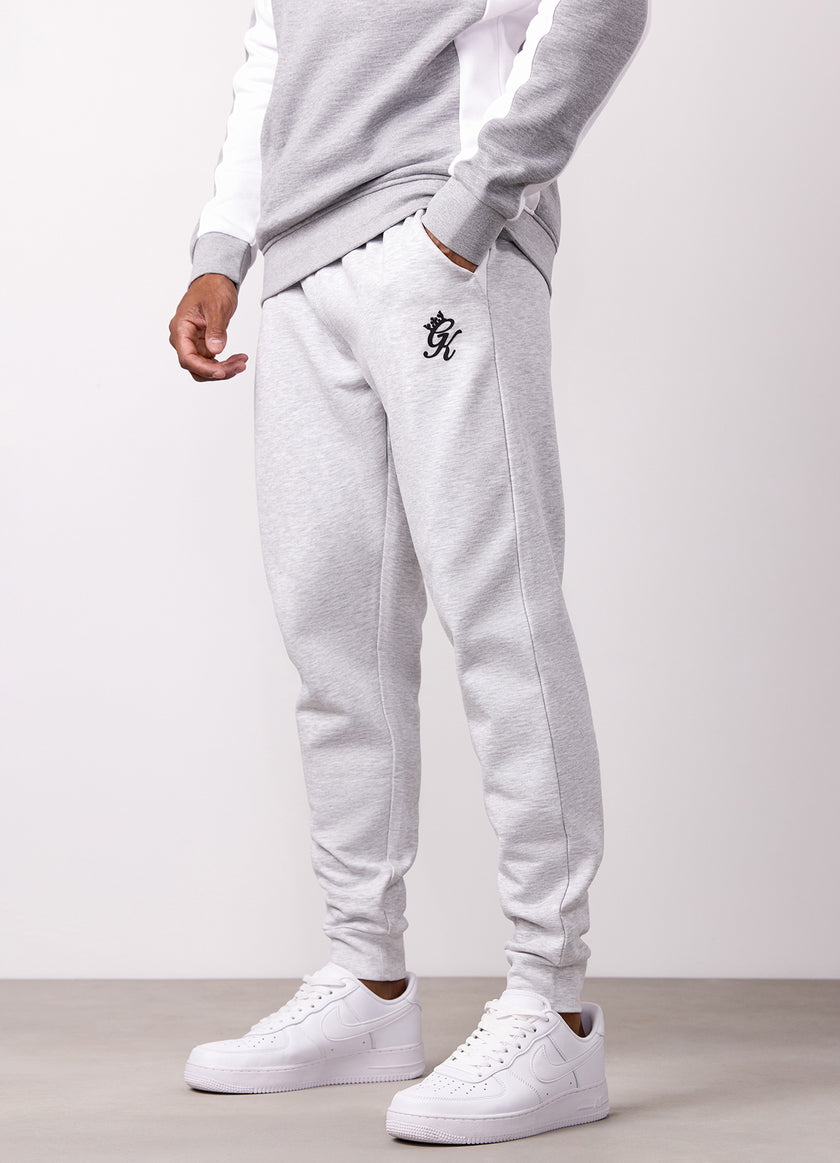 Gym King Contrast Panel Jogger - Snow Marl/White