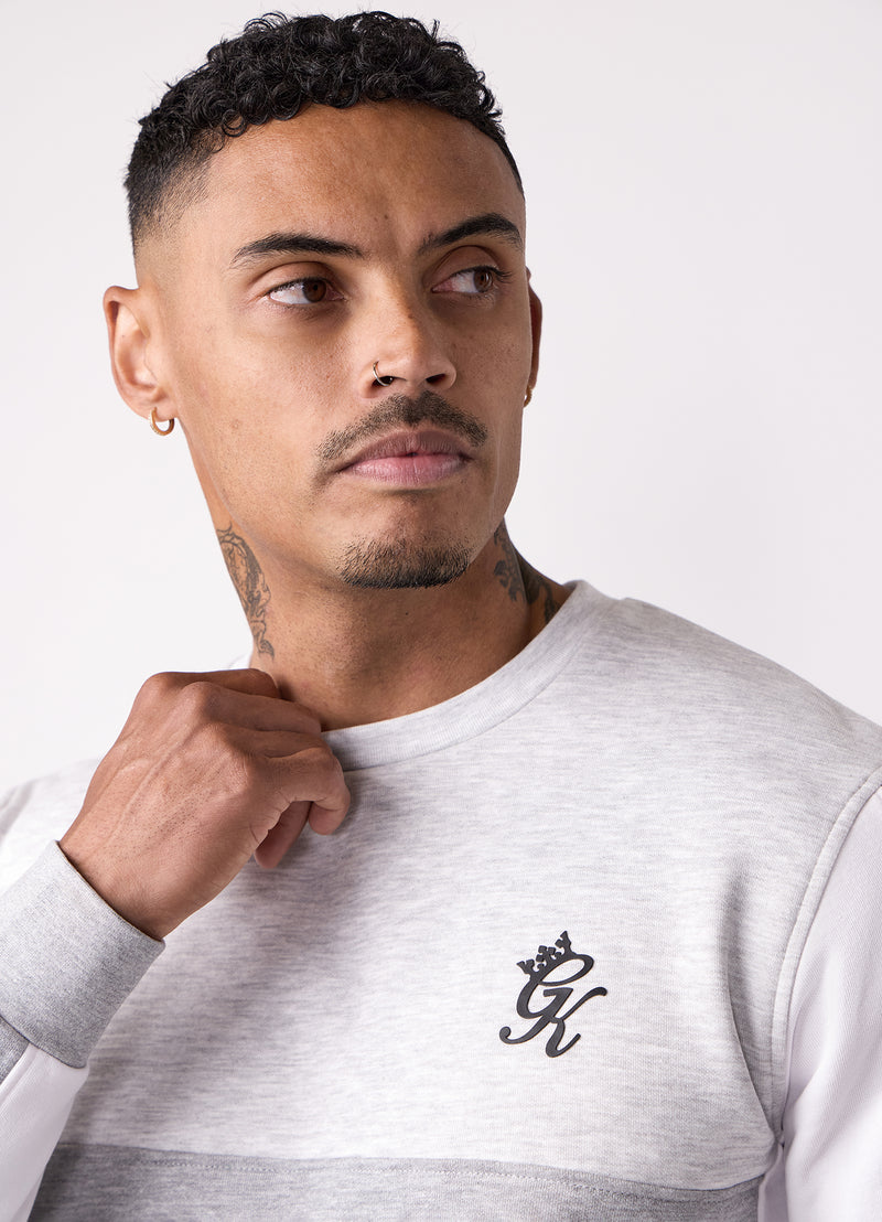 Gym King Contrast Panel Crew - Snow Marl/Grey Marl