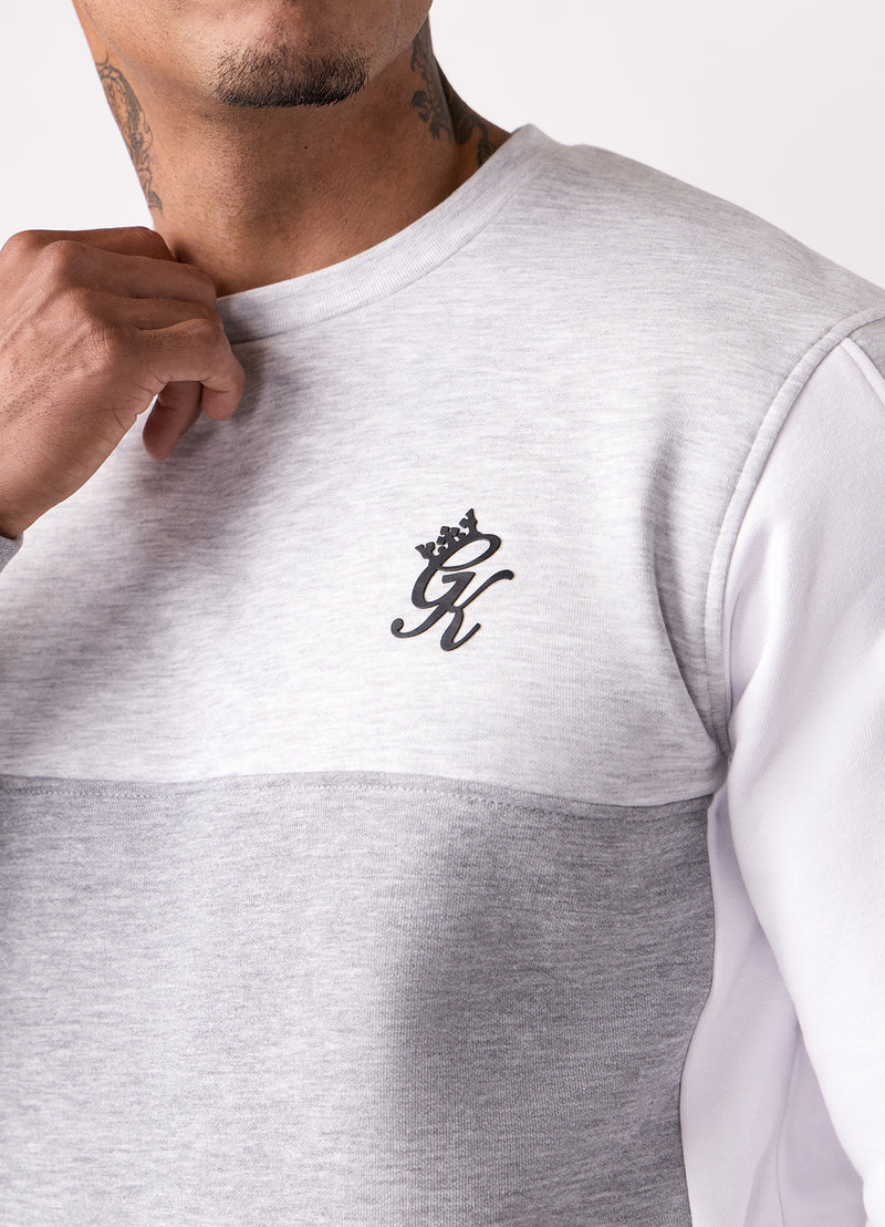 Gym King Contrast Panel Crew - Snow Marl/Grey Marl