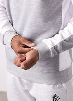 Gym King Contrast Panel Crew Tracksuit - Snow Marl/Grey Marl