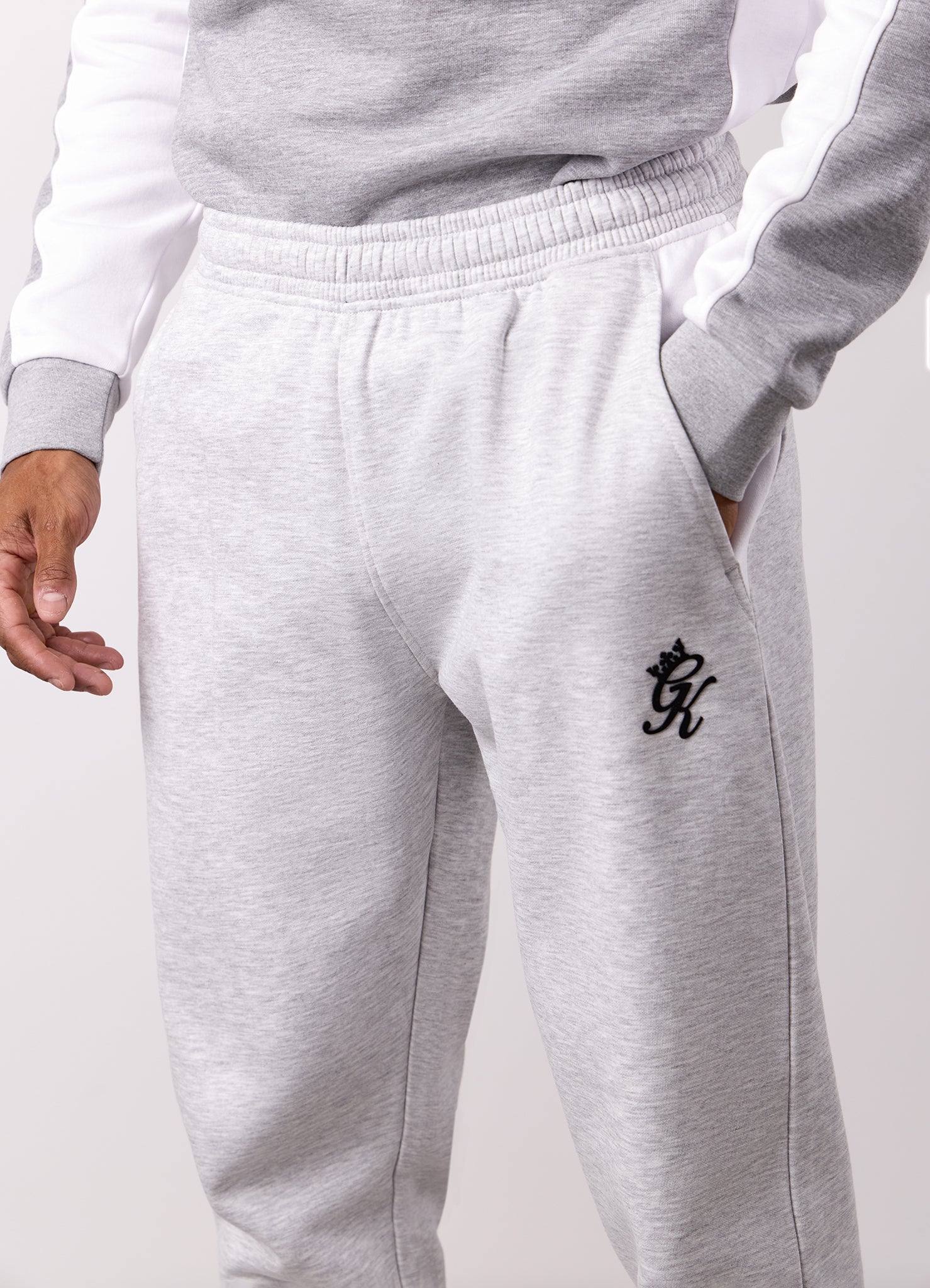 Gym King Contrast Panel Jogger - Snow Marl/White
