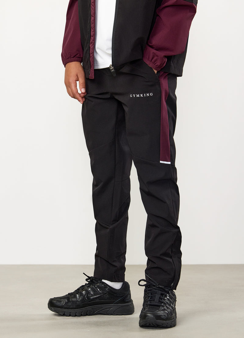 Gym King Kids Endurance Woven Pant - Black/Dark Cherry