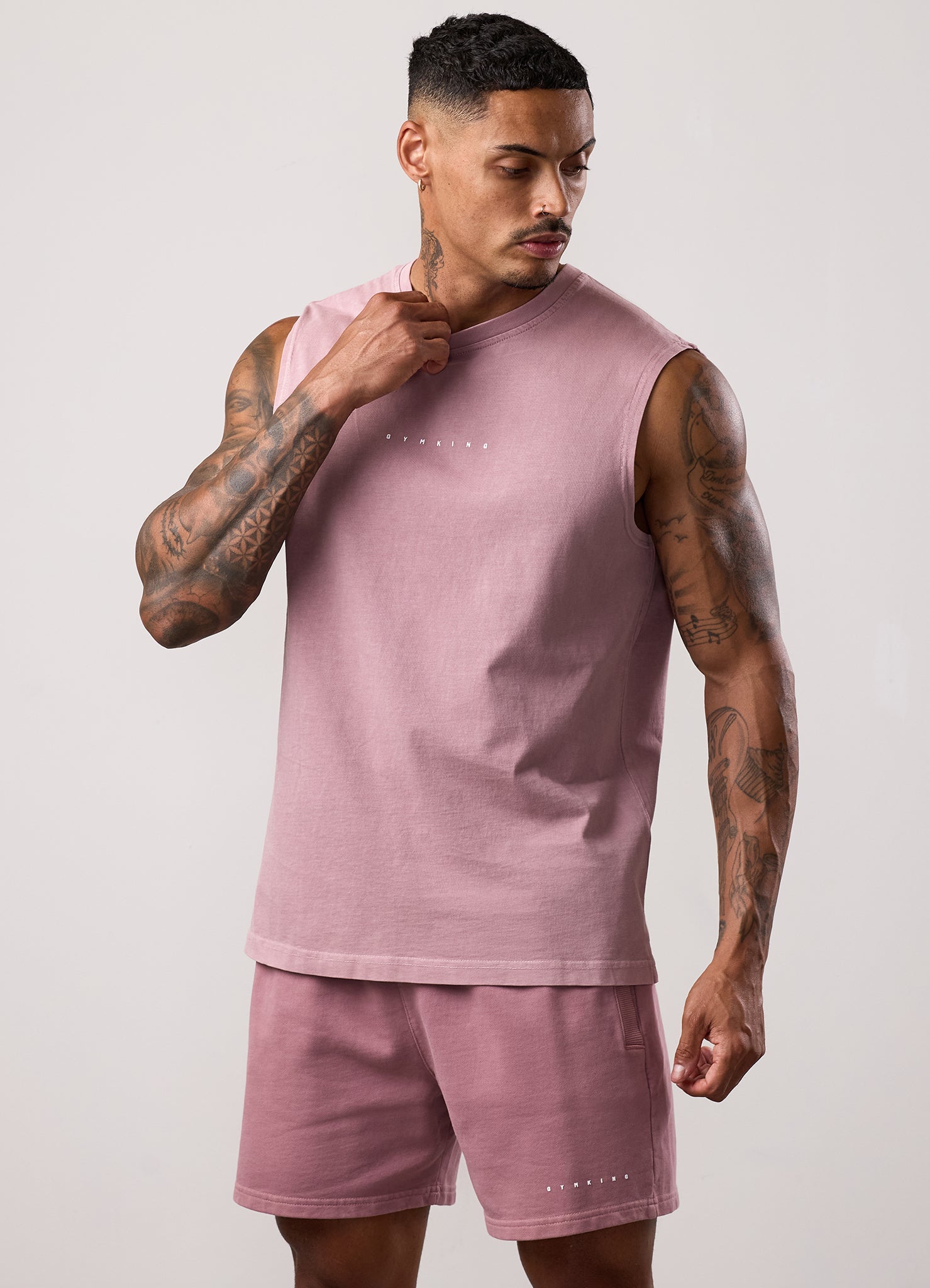 Gym King Purpose Washed Vest - Dusky Mauve