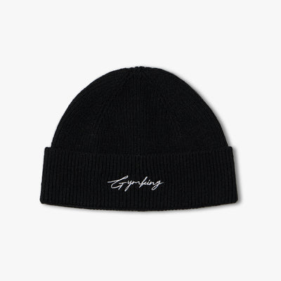Gym King Script Rib Knit Beanie - Black