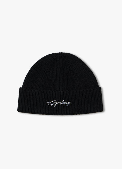 Gym King Script Rib Knit Beanie - Black