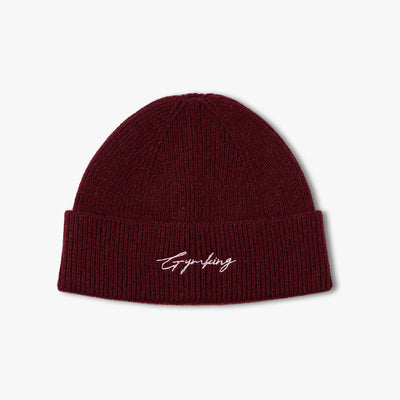 Gym King Script Rib Knit Beanie - Fig