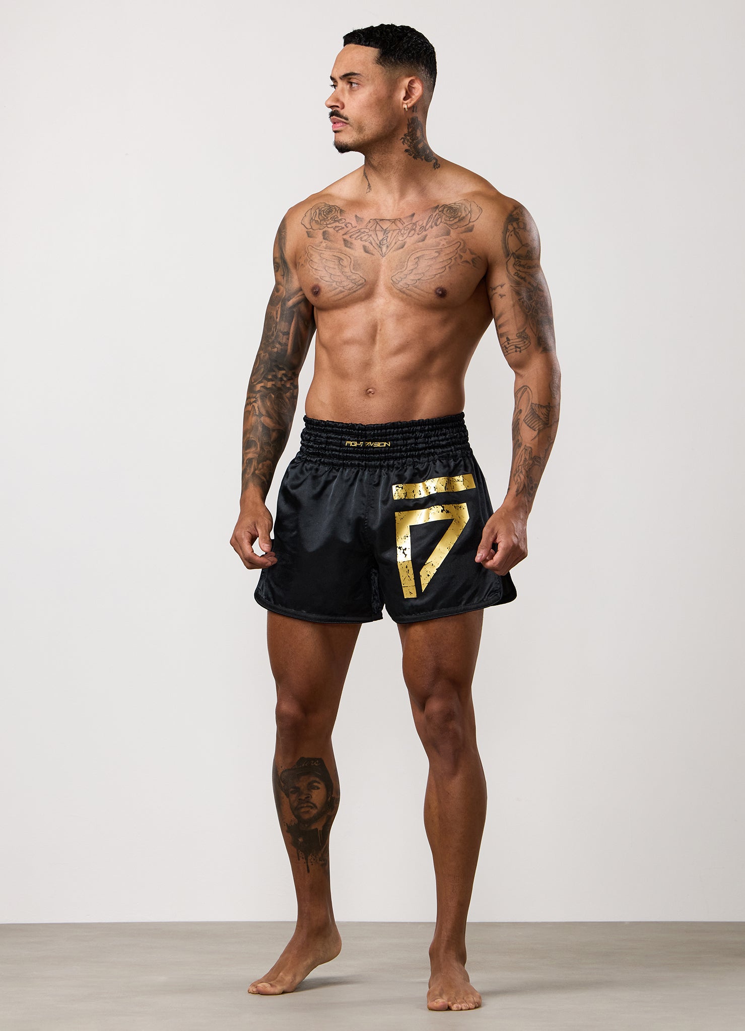 Gym King Fight Division Thai Boxing Short - Black/Gold