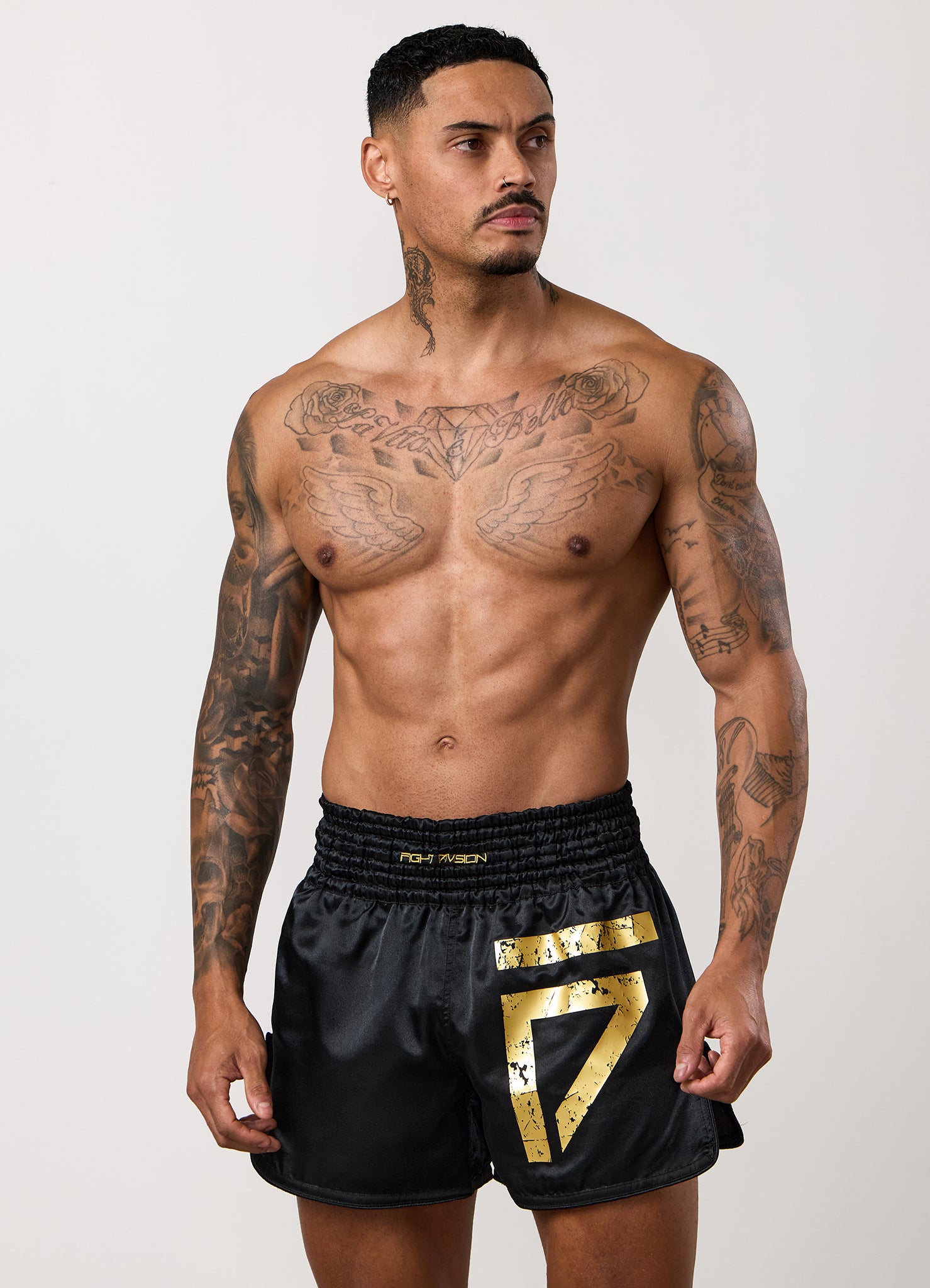 Gym King Fight Division Thai Boxing Short - Black/Gold
