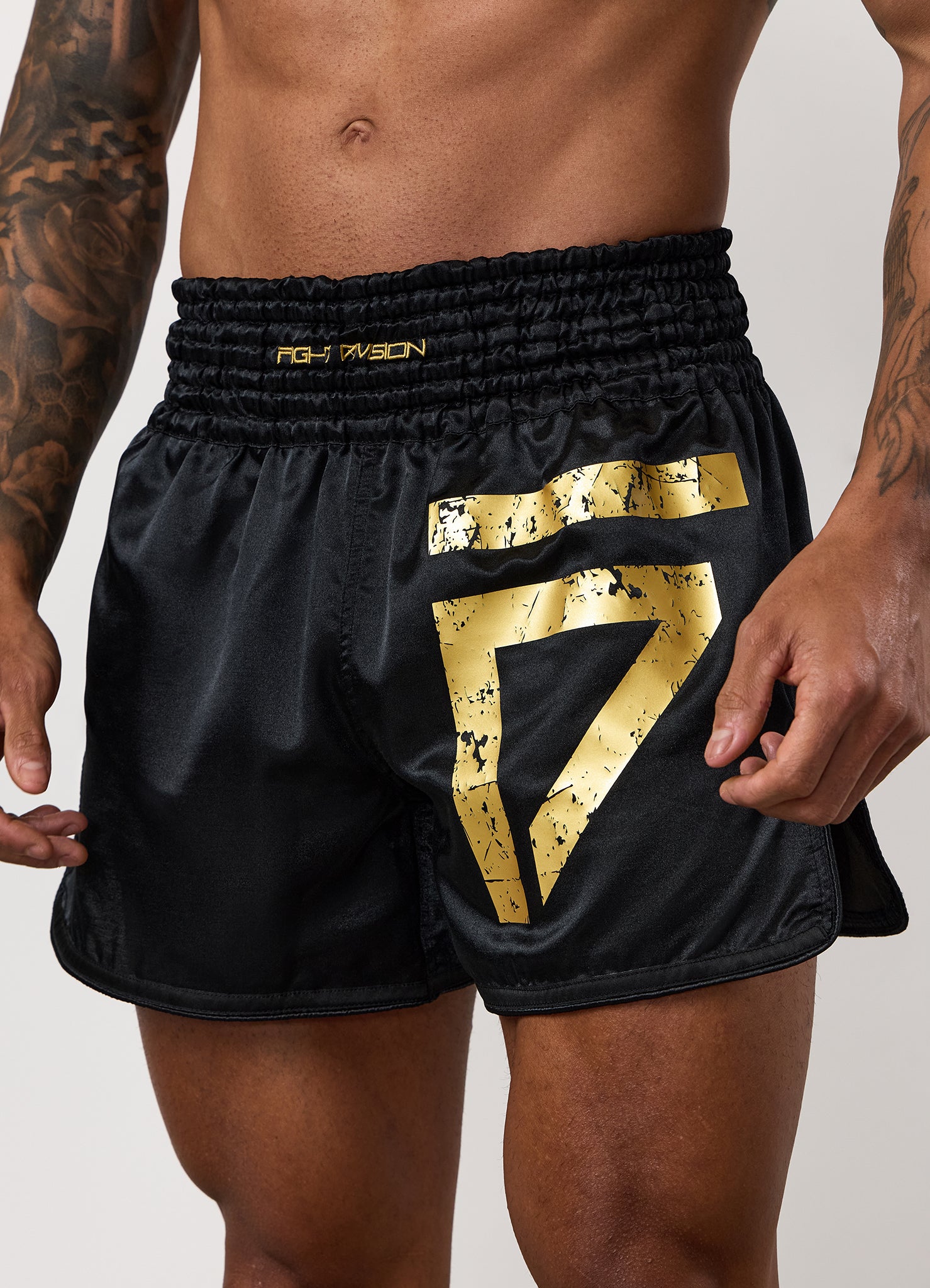 Gym King Fight Division Thai Boxing Short - Black/Gold