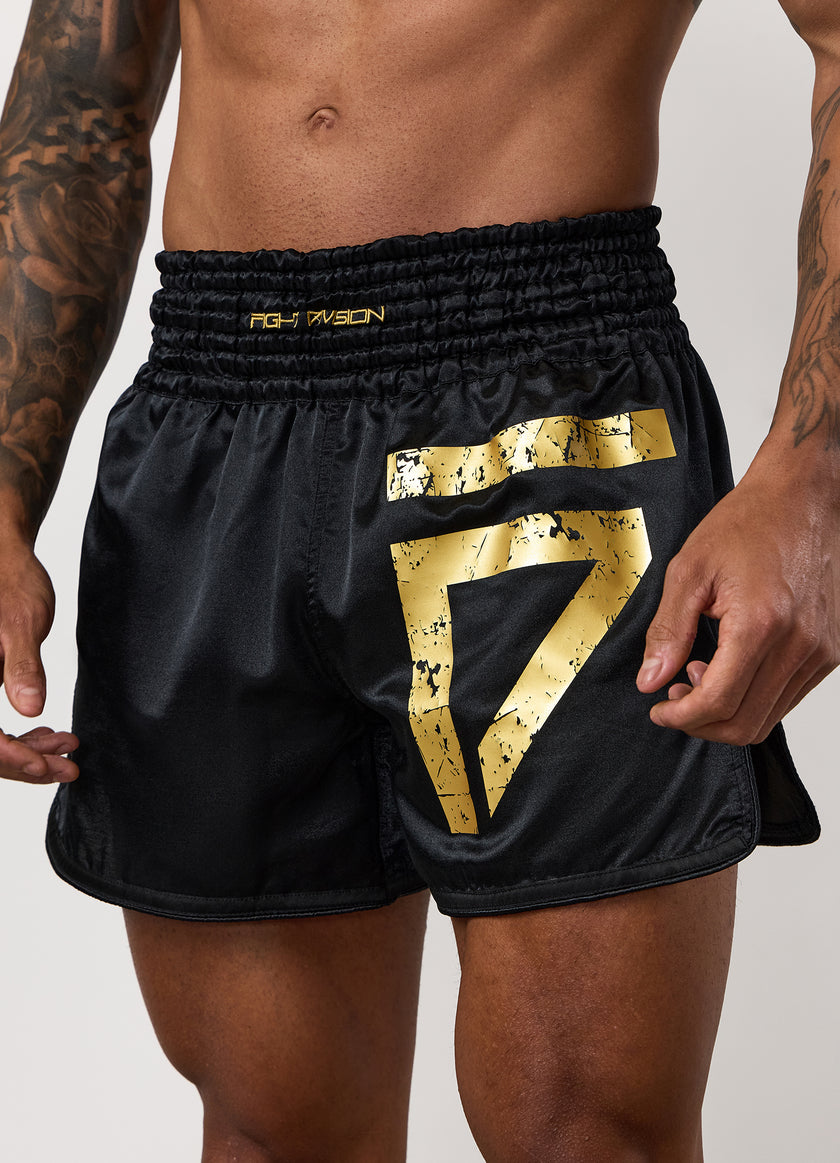 Gym King Fight Division Thai Boxing Short - Black/Gold