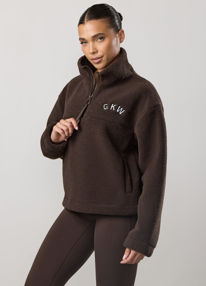 GKW Borg 1/4 Zip - Dark Chocolate