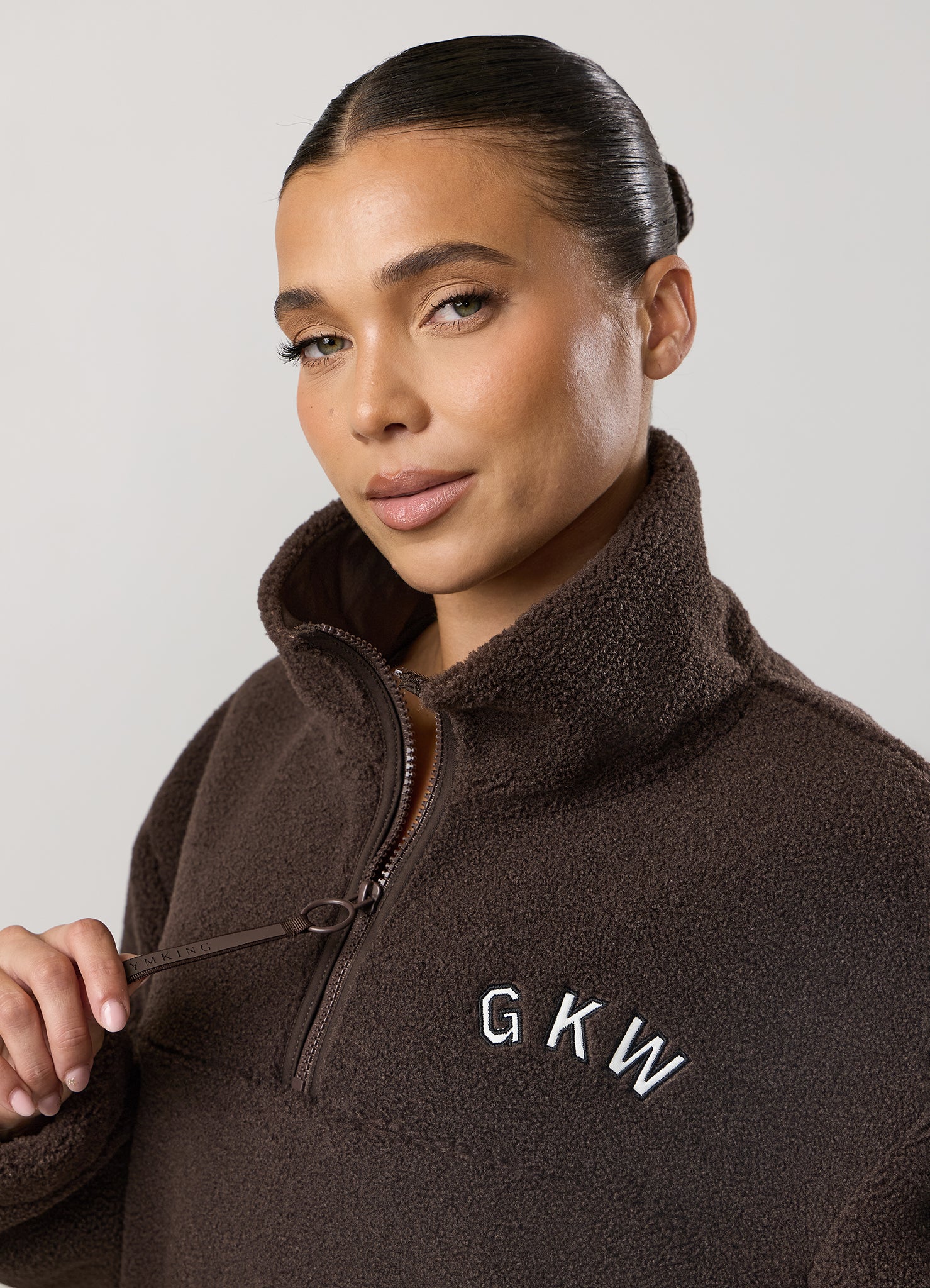 GKW Borg 1/4 Zip - Dark Chocolate