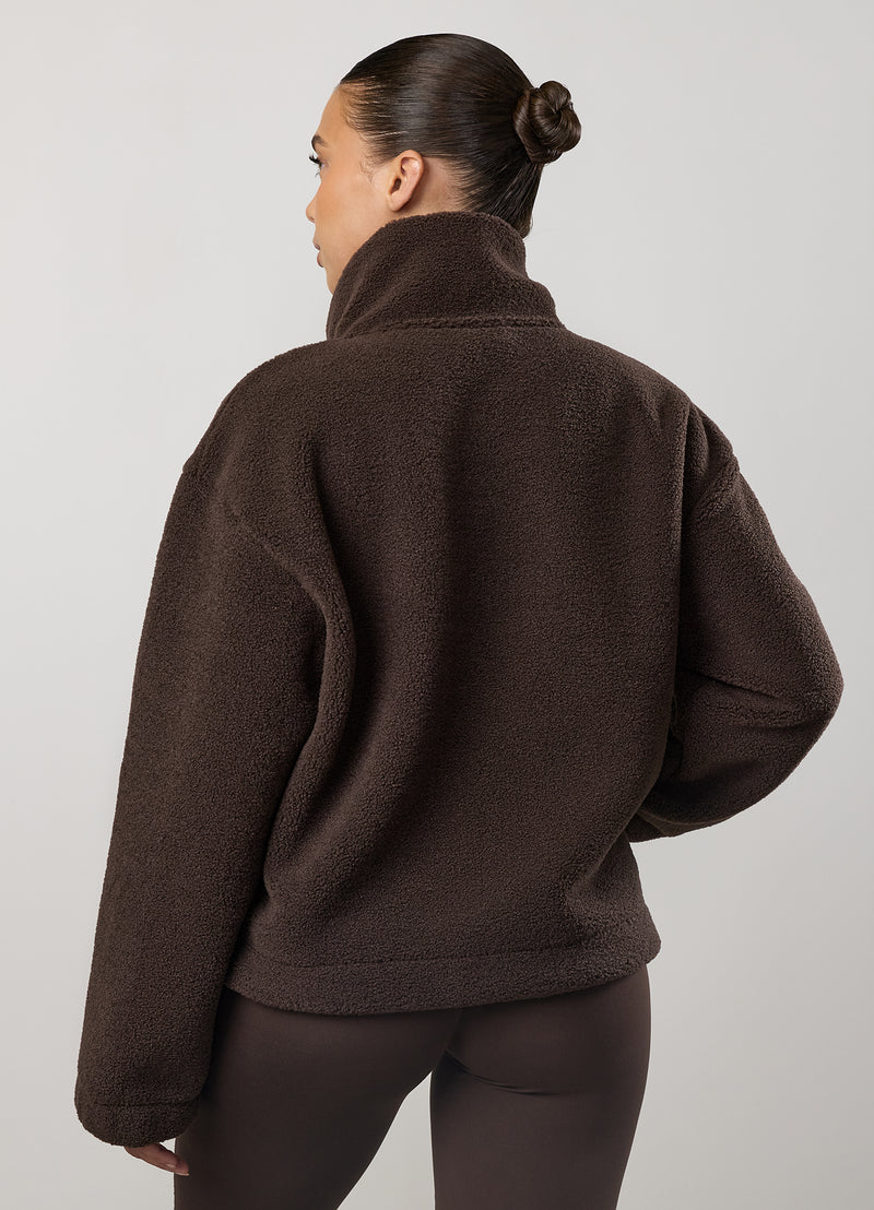 GKW Borg 1/4 Zip - Dark Chocolate