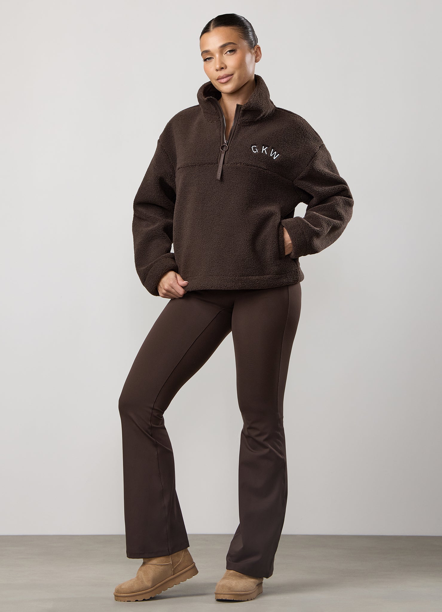 GKW Borg 1/4 Zip - Dark Chocolate