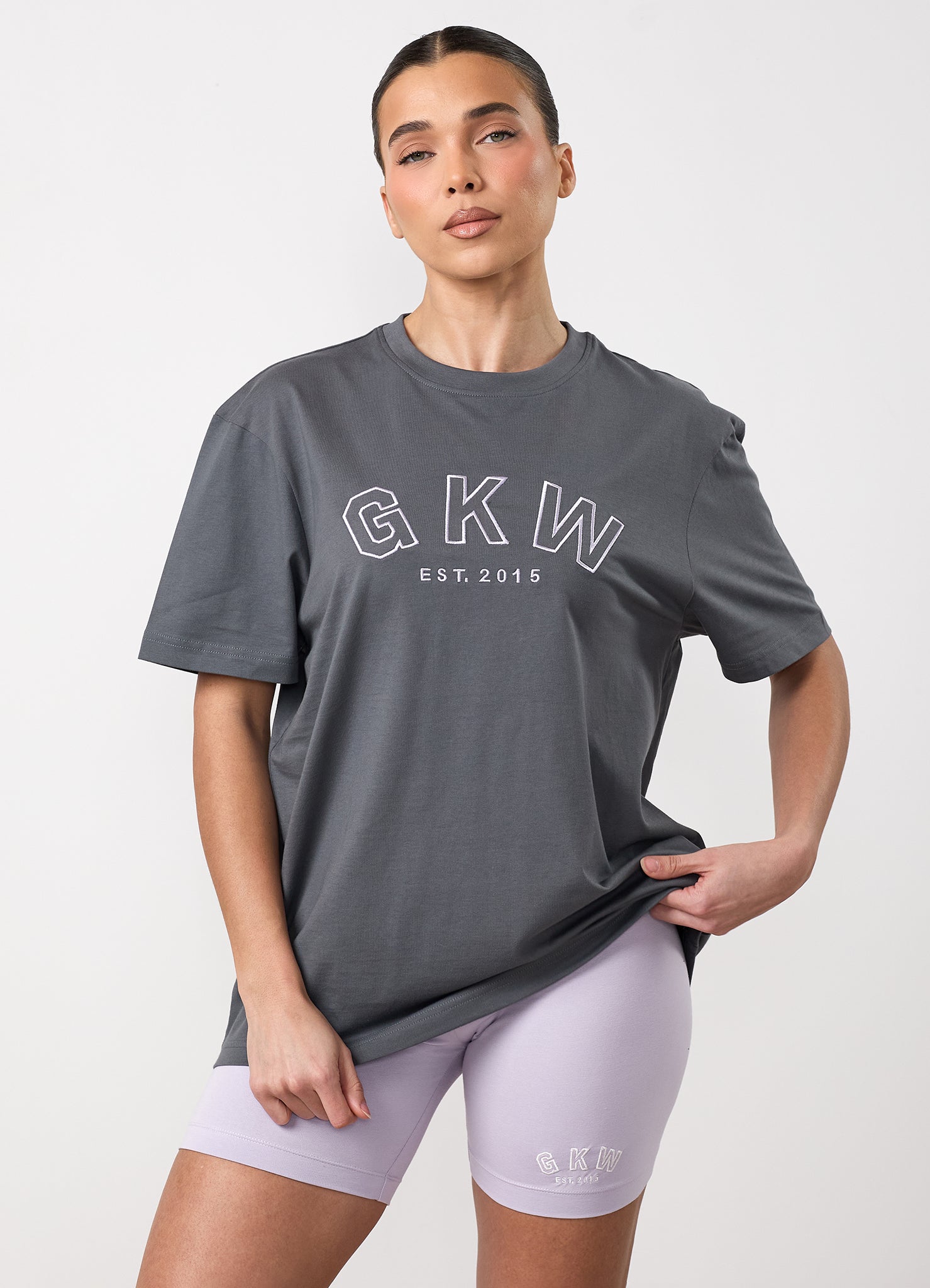 GKW Boyfriend Tee - Gunmetal Grey/Hyacinth
