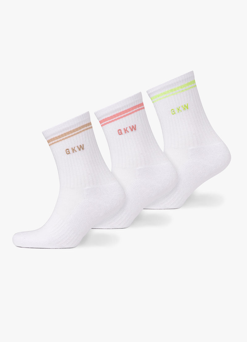 GKW Tipping Crew Sock - White/Matcha Green/Pink Blush/Light Stone