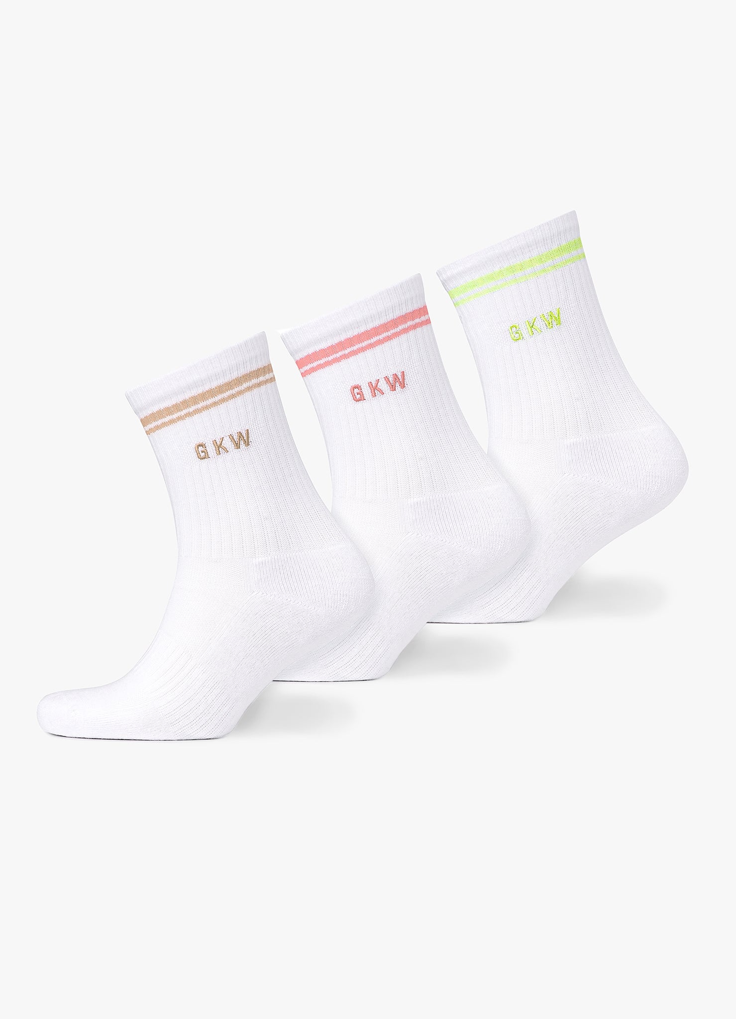 GKW Tipping Crew Sock - White/Matcha Green/Pink Blush/Light Stone