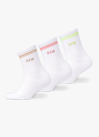 GKW Tipping Crew Sock - White/Matcha Green/Pink Blush/Light Stone