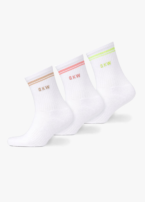 GKW Tipping Crew Sock - White/Matcha Green/Pink Blush/Light Stone