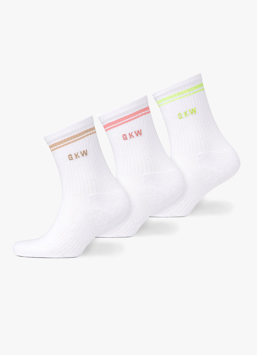 GKW Tipping Crew Sock - White/Matcha Green/Pink Blush/Light Stone