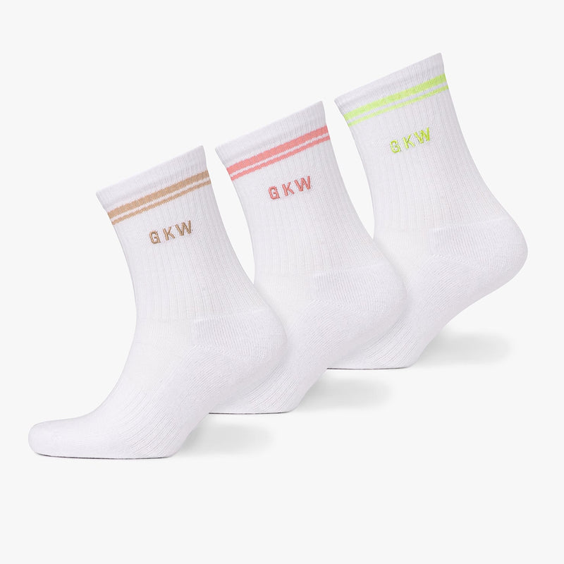 GKW Tipping Crew Sock - White/Matcha Green/Pink Blush/Light Stone