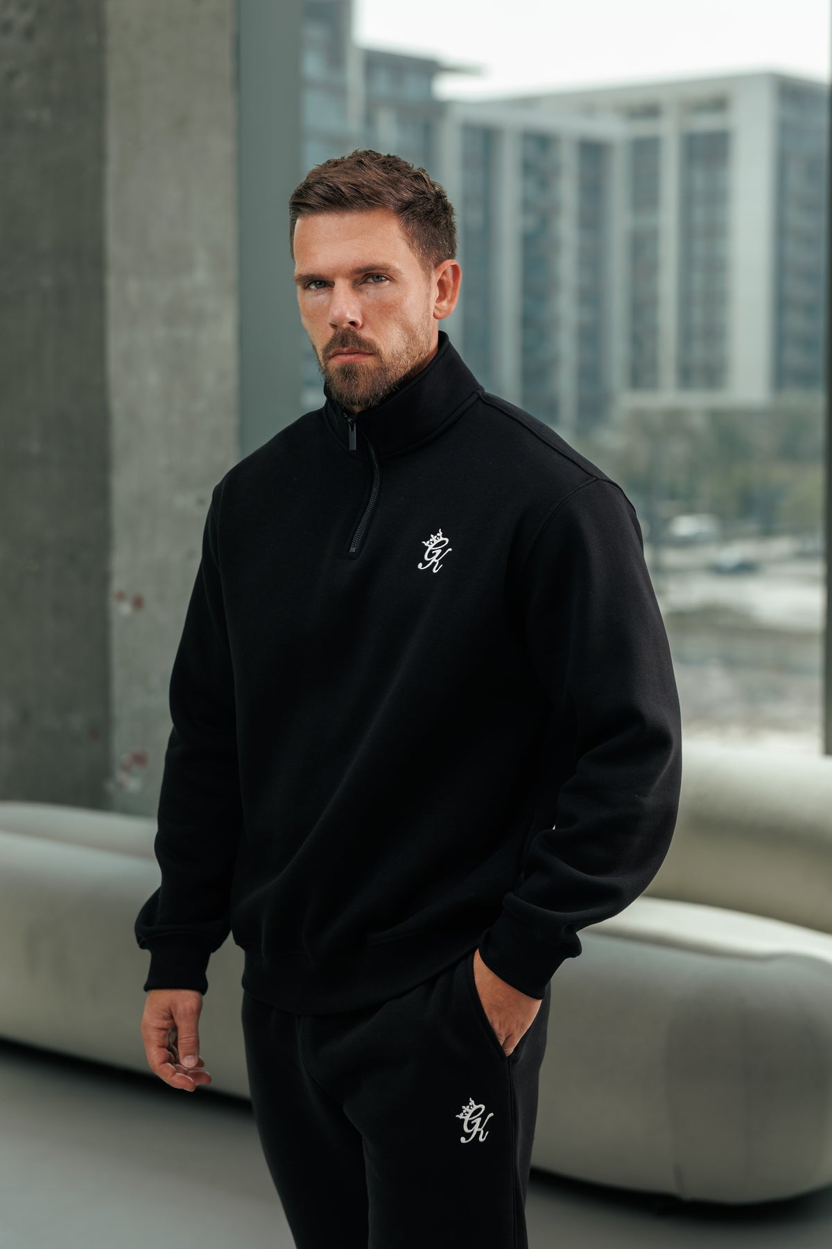 Gym King Fundamental Fleece 1/4 Zip Funnel - Black