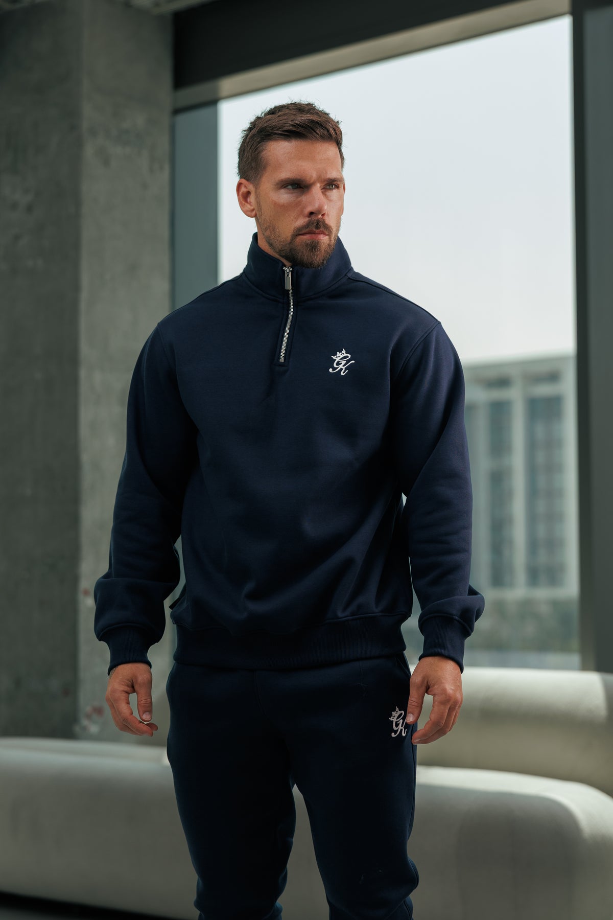 Gym King Fundamental Fleece 1/4 Zip Funnel - Navy