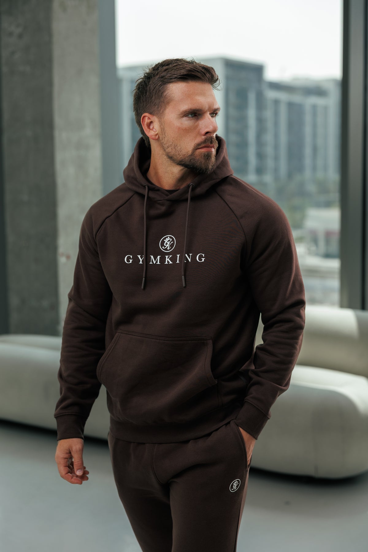 Gym King Pro Logo Hoodie - Dark Brown