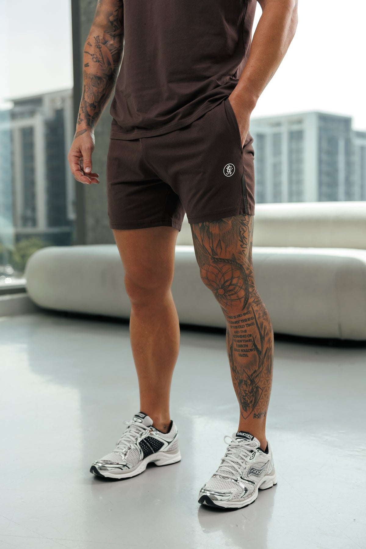 Gym King Pro Logo Short - Dark Brown