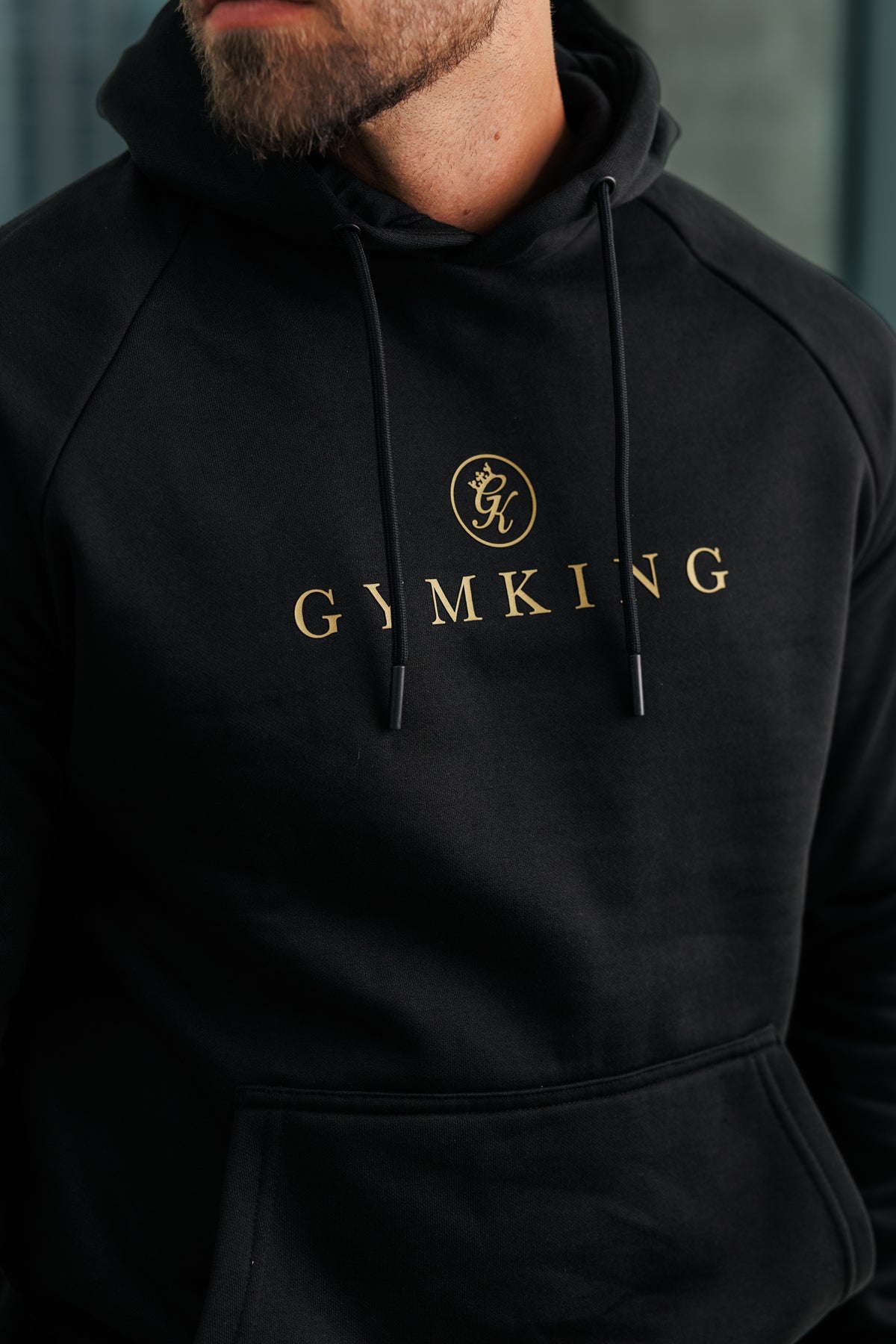 Gym King Pro Logo Hoodie  Tracksuit - Black/Gold
