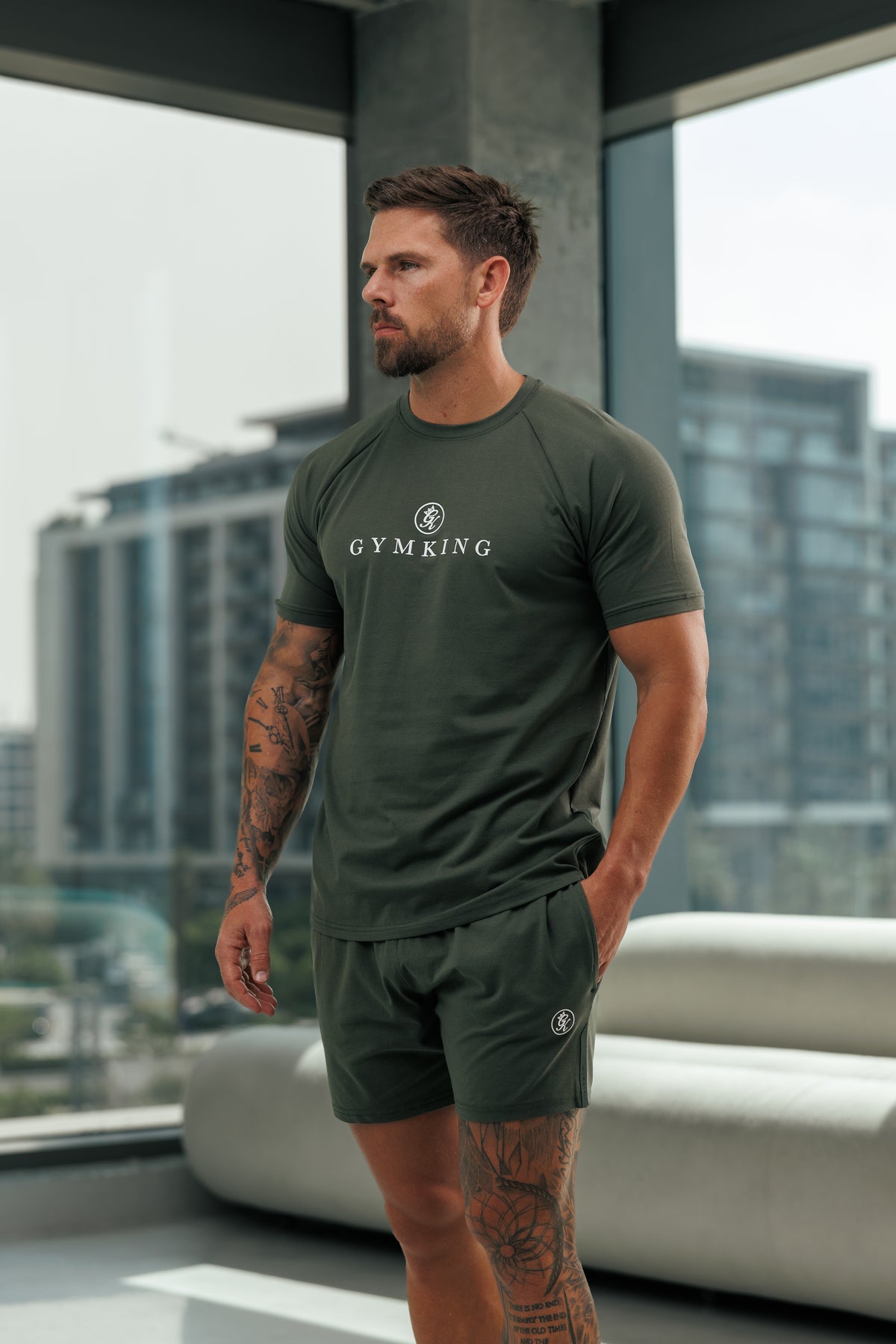 Gym King Pro Logo T-Shirt - Dark Olive