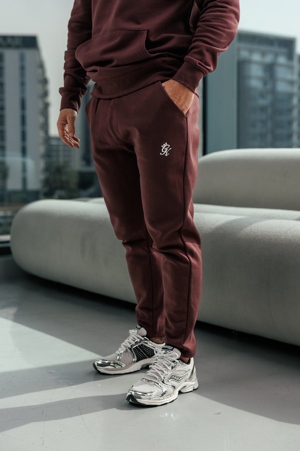 Gym King Taped Fleece Jogger - Burnt Fig