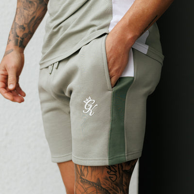 Gym King Contrast Panel Short - Fern/Soft Khaki/White