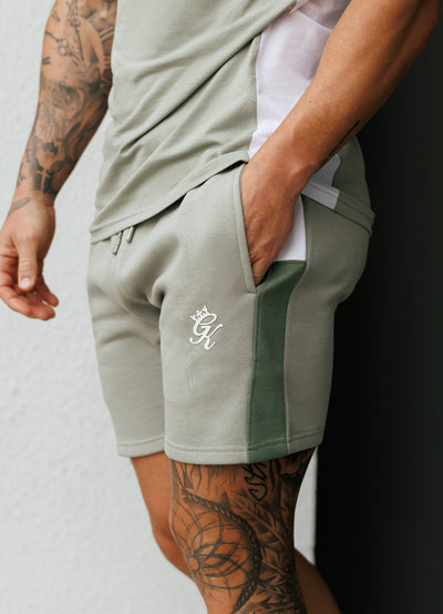 Gym King Contrast Panel Short - Fern Green/Soft Khaki/White