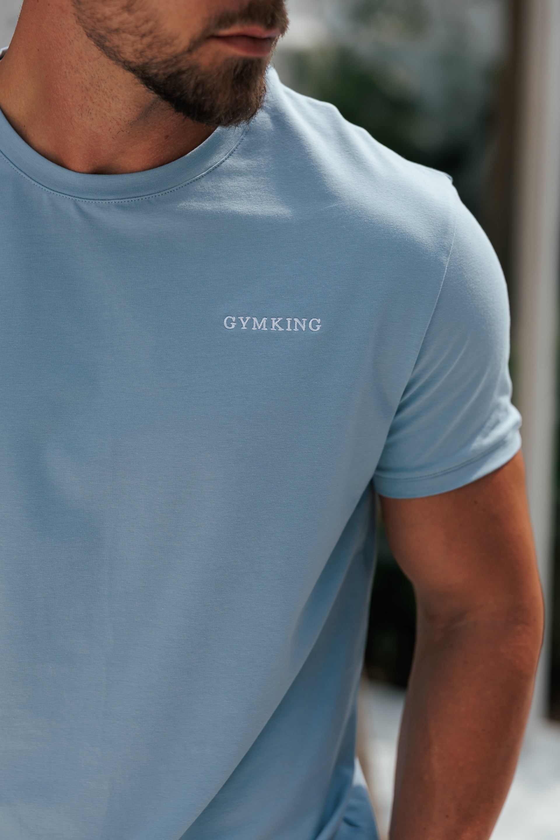 Gym King Fundamental Linear Tee - Powder Blue