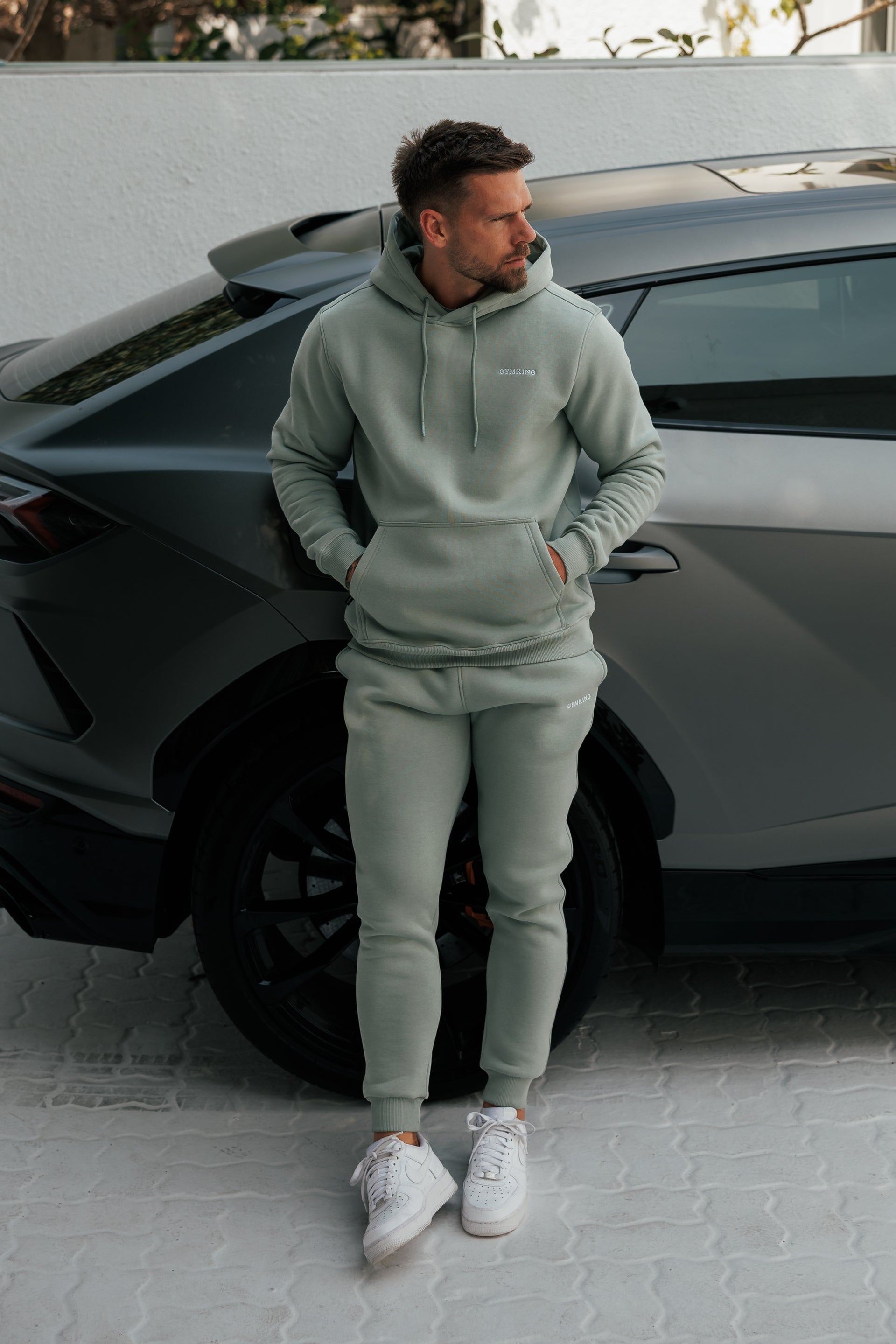 Gym King Fundamental Linear Hood Tracksuit - Urban Sage