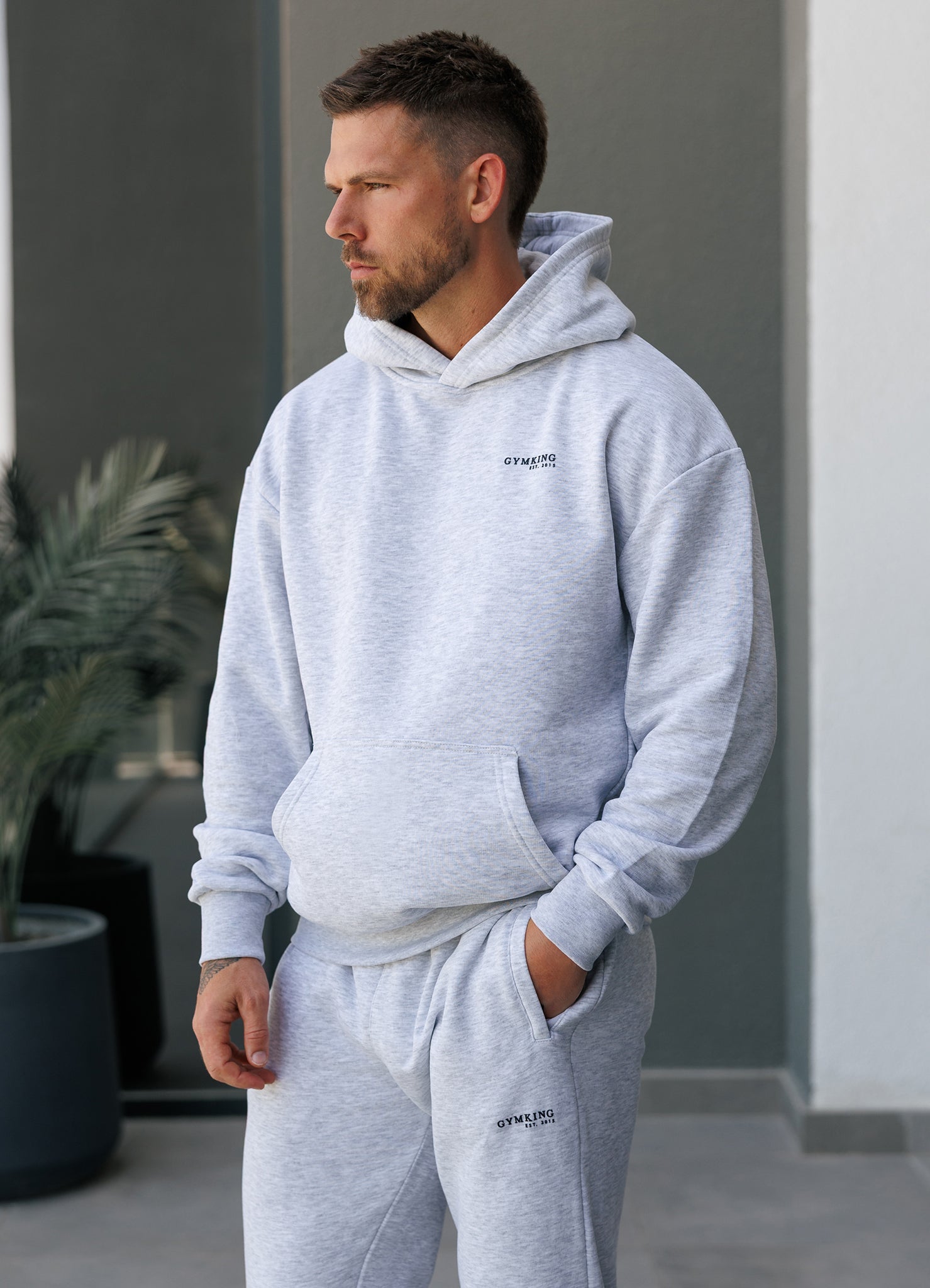 Gym King Established Relaxed Fit Hood - Snow Marl