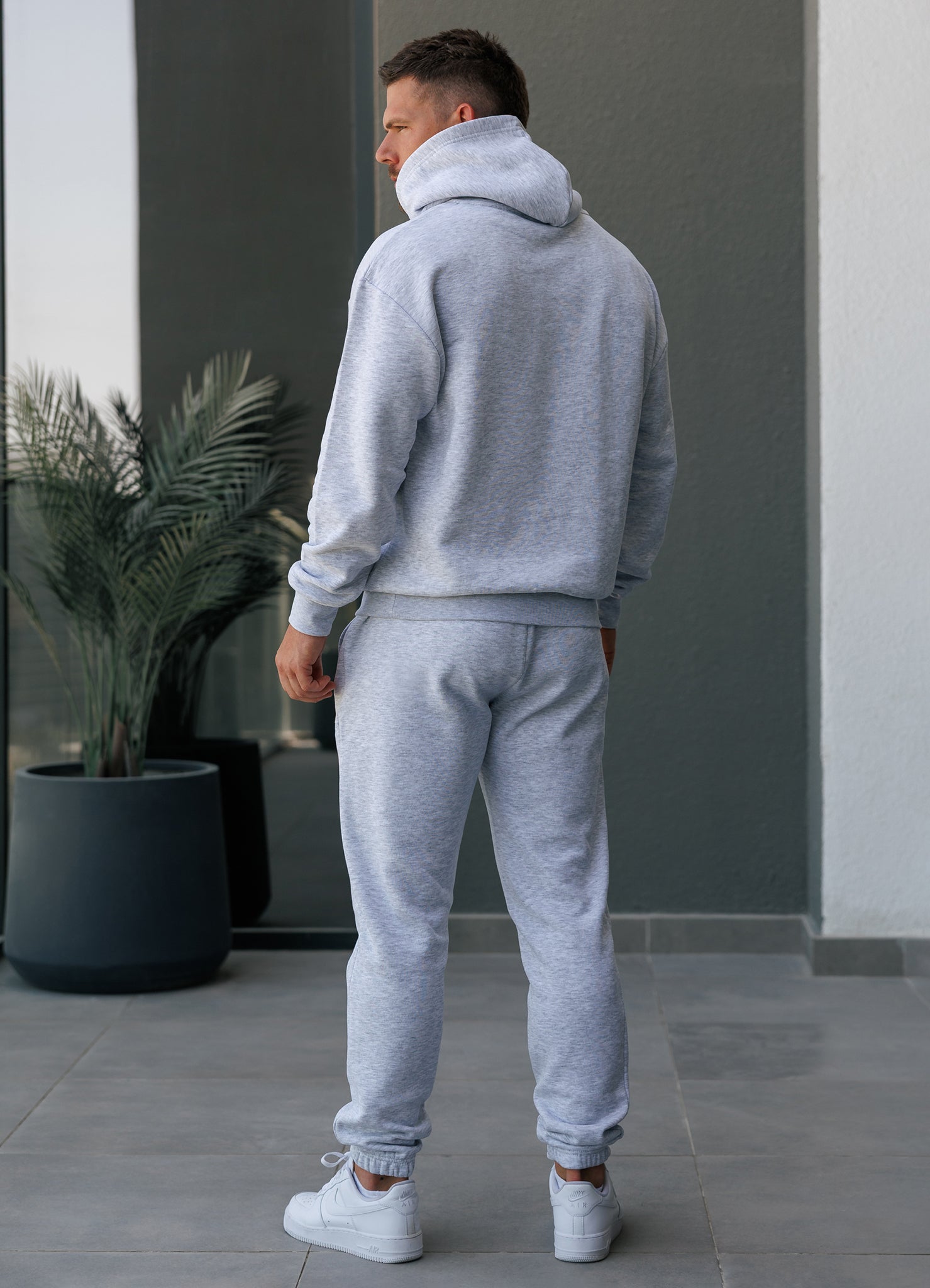 Gym King Established Relaxed Fit Tracksuit - Snow Marl